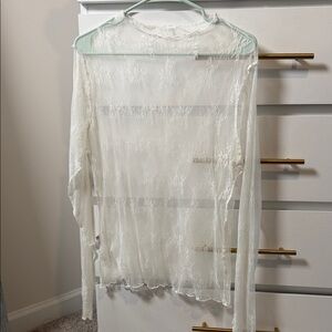 Amazon Women's Sheer Lace Top - White